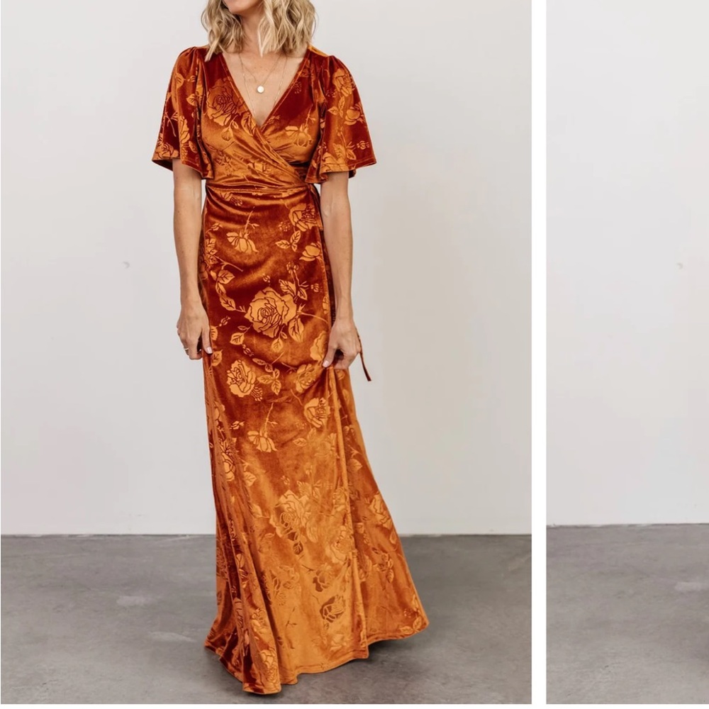 Burnt Orange Velvet Baltic Born Dress